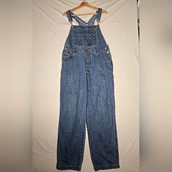 Y2K Overalls London London Blue Denim Large 30" Inseam - Picture 2 of 15